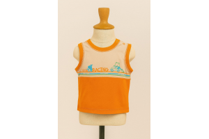DEBARDEUR ORANGE BEIGE MOTIF MULTICOLORE KIMBALOO TAILLE 6 MOIS
